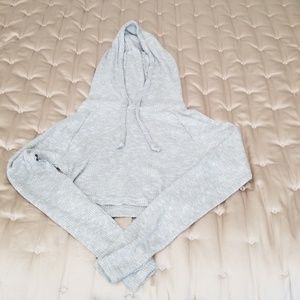 Slounge crop hoodie - S Light Gray Marl
